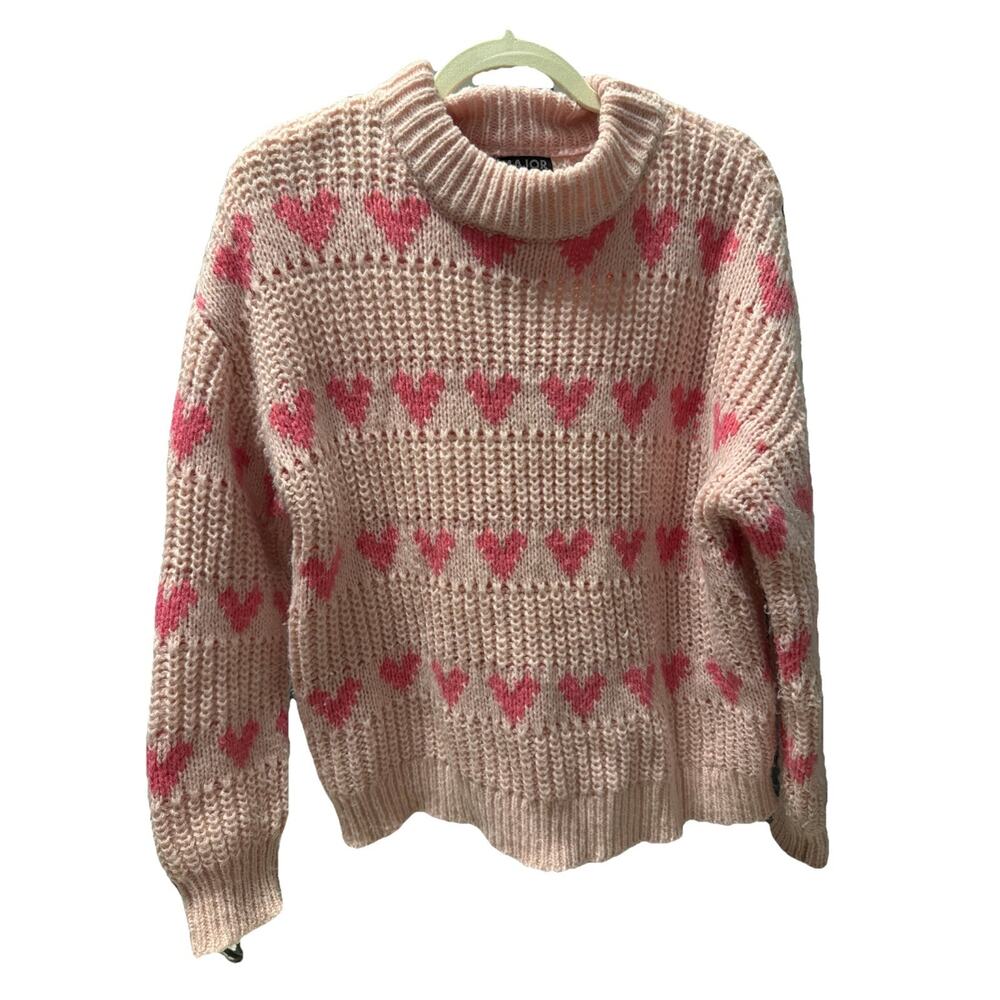 MAJOR LABEL GROUP Women’s Size MEDIUM Pink Heart Sweater